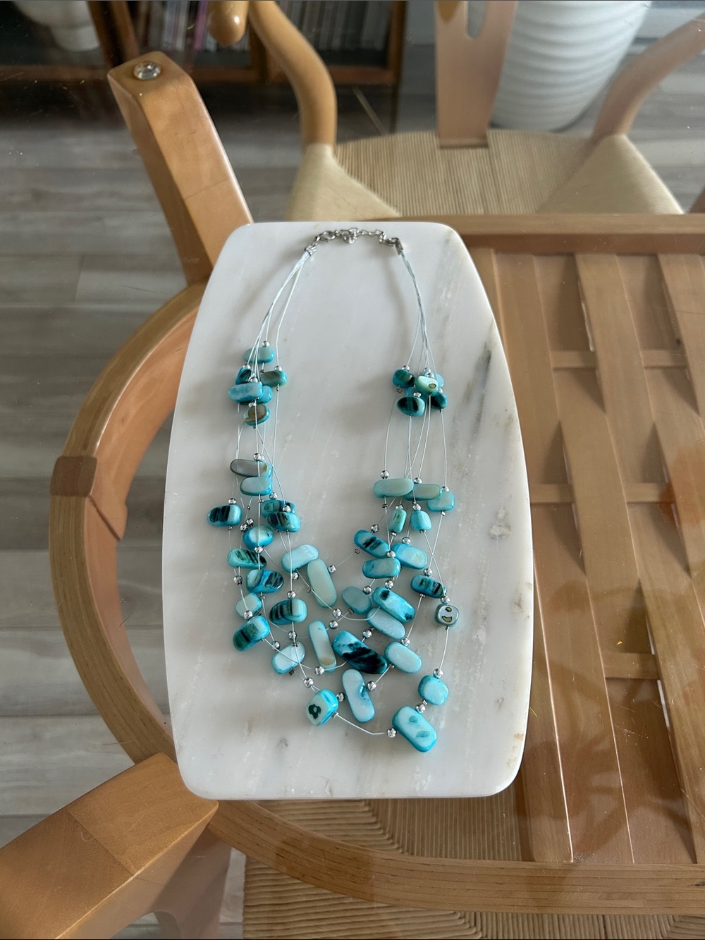 Turquoise Multi-Strand Beaded Necklace - Women Jewelry